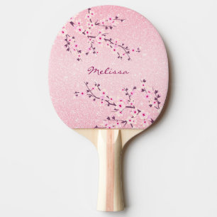Raquette De Ping Pong Jolie fleur de cerise Parties scintillant rose Mon