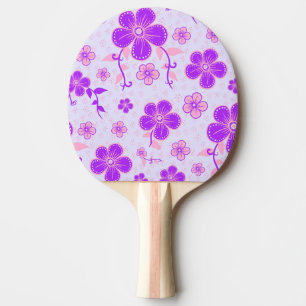 Raquette De Ping Pong Jolie impression florale violette et rose sur lava