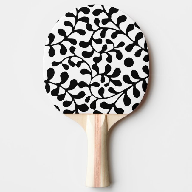 Raquette De Ping Pong Jolie impression noir et blanc fleurie (Devant)