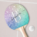Raquette De Ping Pong Jolie Parties scintillant Holographique Fille Glam<br><div class="desc">Personnalisez facilement cet élégant motif bokeh couleur faux parties scintillant avec votre nom et/ou monogramme personnalisés.</div>