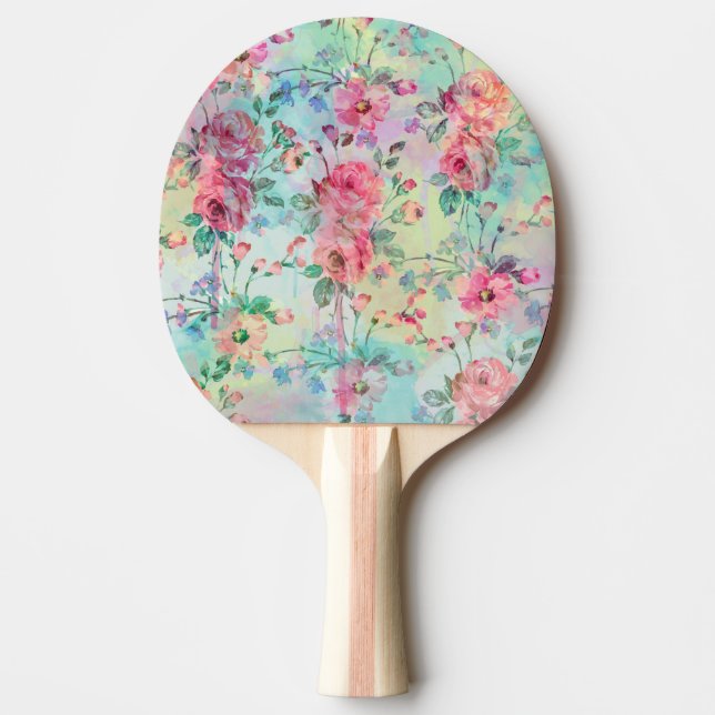 Raquette De Ping Pong Jolie peinture rose florale (Devant)