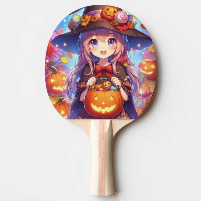 Raquette De Ping Pong Jolie Sorcière d'Halloween Anime (Devant)