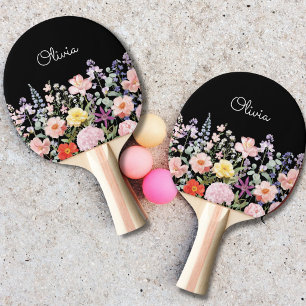 Raquette De Ping Pong Jolies Fleurs Colorées Jardin Floral Personnalisé