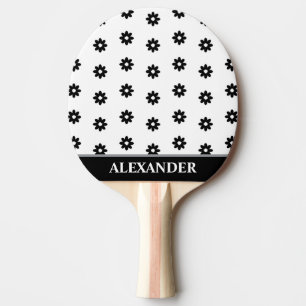 Raquette De Ping Pong Jolies fleurs de marguerite noir et blanc Personna