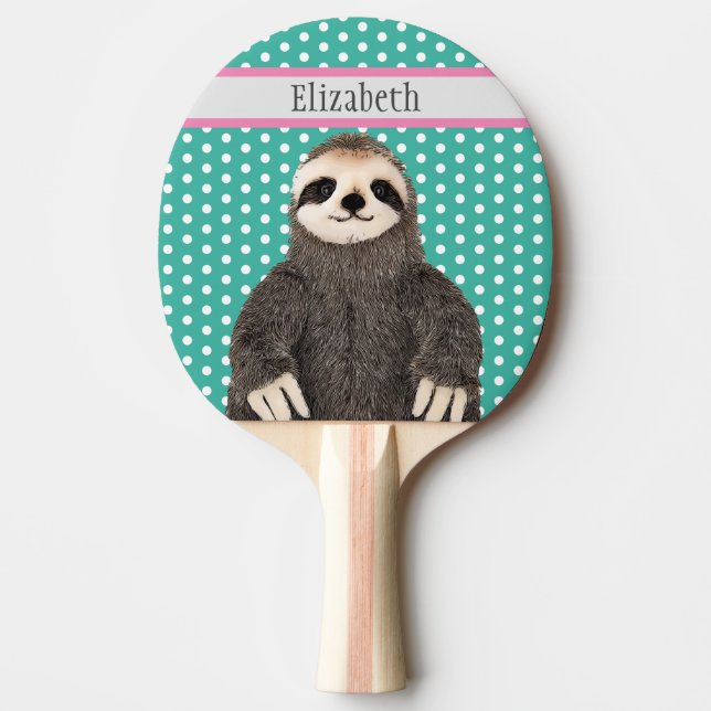 Raquette De Ping Pong Jote Sloth Kids Blue Name Animal Motif (Devant)