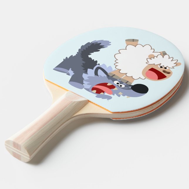 Raquette De Ping Pong Jouer Cartoon Sheep et Wolf Ping Pong Paddle (Devant Angle)