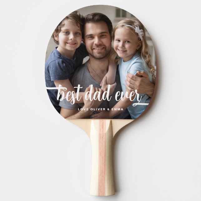 Raquette De Ping Pong Jouer photo moderne de meilleur papa jamais (Devant)
