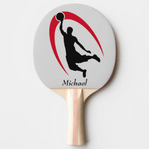 Raquette De Ping Pong Joueur de basketball rouge noir personnalisé