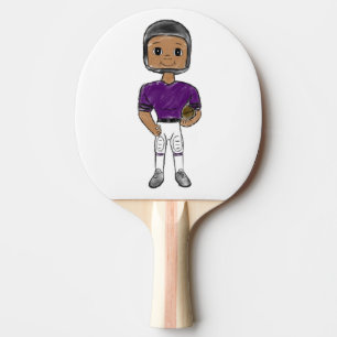 Raquette De Ping Pong joueur de football vintage rétro violet noir simpl