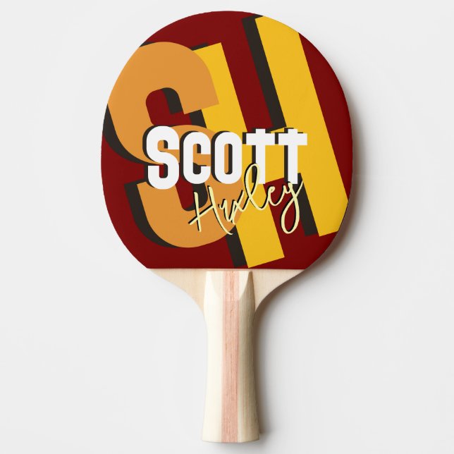Raquette De Ping Pong Joueurs de tennis de table Nom Monogramme jaune gr (Devant)