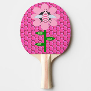 Raquette De Ping Pong Joyeuse Bee Day Girl rose Anniversaire Bumblebee