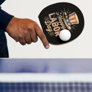 Raquette De Ping Pong Joyeuse célébration patriotique de la fête du Trav