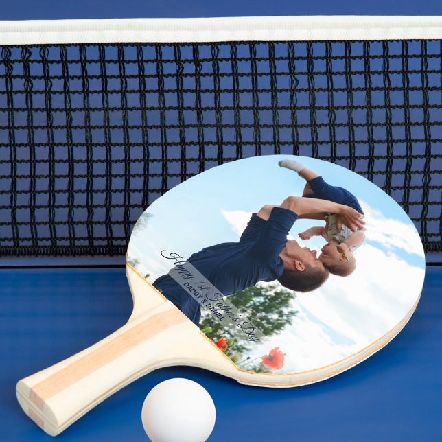 Raquette De Ping Pong Joyeuse fête des premiers pères Photo personnalisé (Créateur téléchargé)