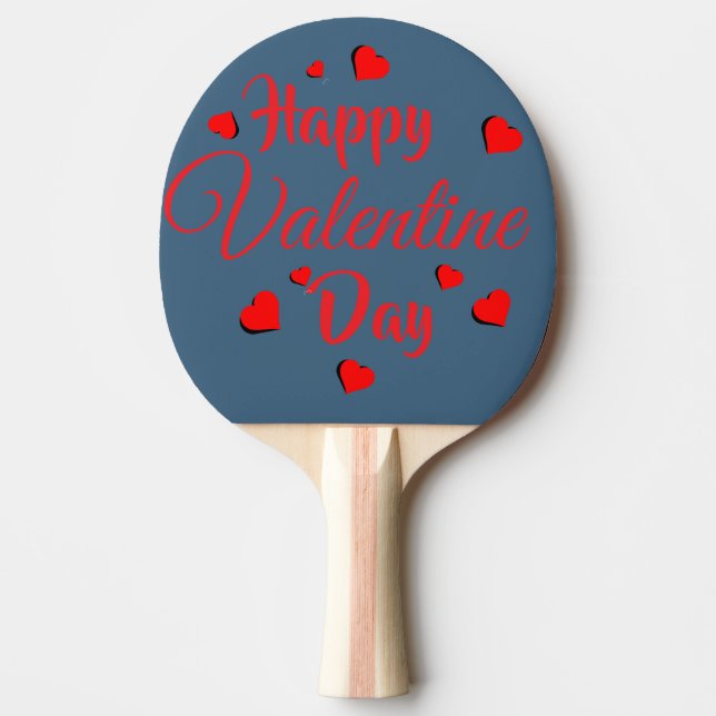 Raquette De Ping Pong Joyeuse Saint Valentin bleu (Devant)