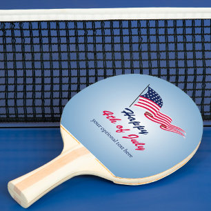 Raquette De Ping Pong Joyeux 4 juillet avec drapeau américain