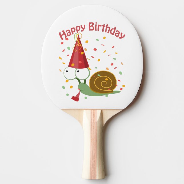 Raquette De Ping Pong Joyeux anniversaire ! Escargot Confetti (Devant)