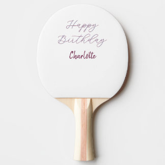 Raquette De Ping Pong Joyeux Anniversaire maron bleu gris nom date paste