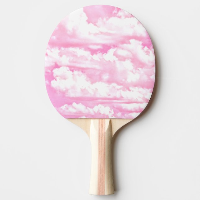 Raquette De Ping Pong Joyeux décor de nuages roses sereins (Devant)