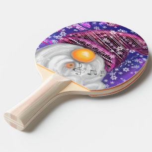 Raquette De Ping Pong Joyeux Gnome En Casquette Violet Chante Une Chanso