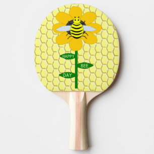 Raquette De Ping Pong Joyeux Jour des abeilles Anniversaire Bumblebee