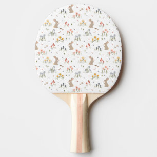 Raquette De Ping Pong Joyeux lapin de Pâques Fleur sauvage mignonne lapi