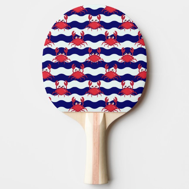 Raquette De Ping Pong Joyeux Motif de crabes (Devant)