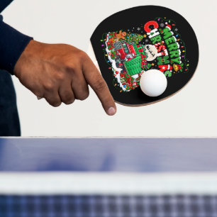 Raquette De Ping Pong Joyeux Noël Père Noël Conduisant un Camion Arbres