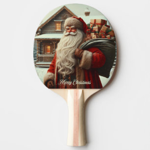 Raquette De Ping Pong Joyeux Noël vintage Père Noël