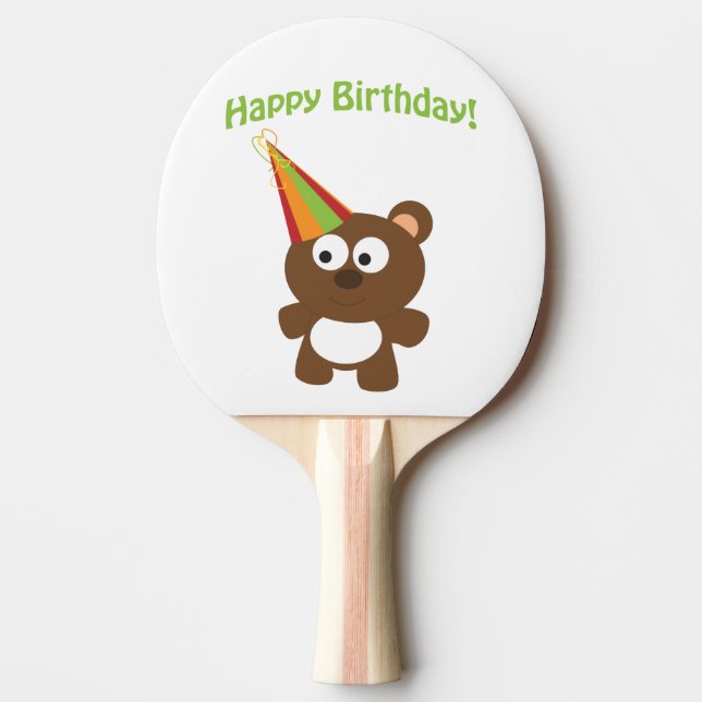 Raquette De Ping Pong Joyeux Ours d'anniversaire (Devant)