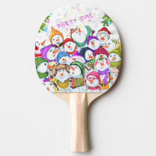 Raquette De Ping Pong Joyeux Snowmans Joyeux Noël Ping Pong Paddle