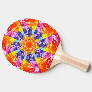 Raquette De Ping Pong Kaleidoscope à peinture colorée d'artiste Abstra