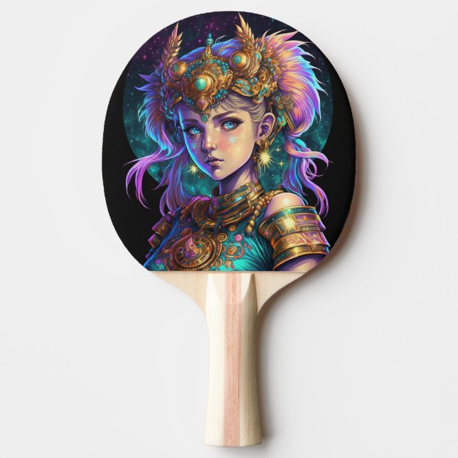 Raquette De Ping Pong Kawaii fille guerrière spatiale (Devant)
