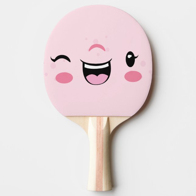 Raquette De Ping Pong Kawaii Ping Ping Ping Pink Winking rose (Devant)