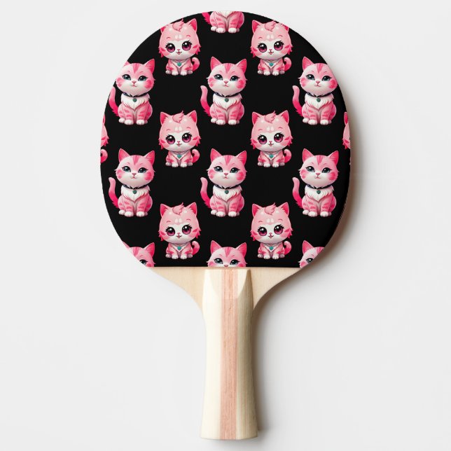 Raquette De Ping Pong Kawaii Rose Kitty Cats Design (Devant)