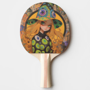 Raquette De Ping Pong Kawaii Witch & Eyeball Casquette à Imaginaire City