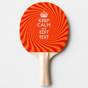 Raquette De Ping Pong KEEP CALM PERSONNALISÉ ET Avoir Texte Orange Swirl