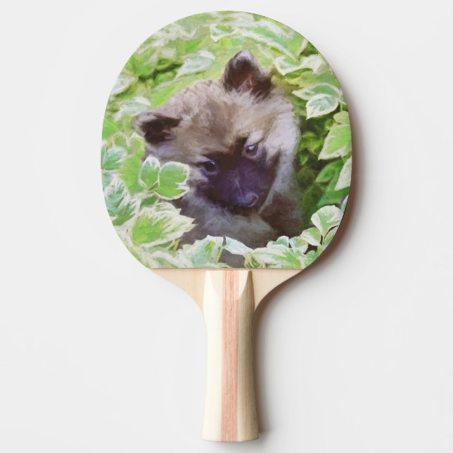 Raquette De Ping Pong Keeshond Puppy in the Garden Peinture Art original (Devant)