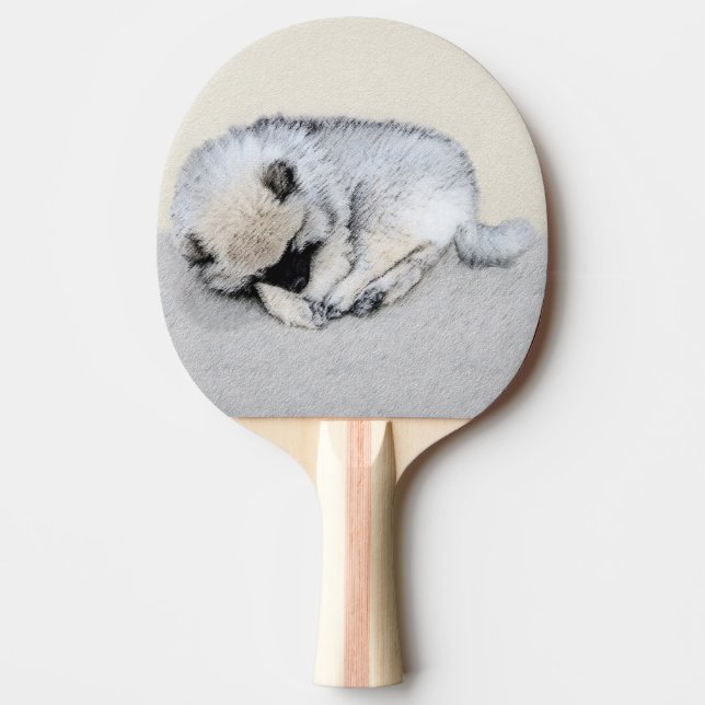 Raquette De Ping Pong Keeshond Sleeping Puppy Peinture Chien Art origina (Devant)