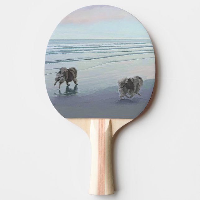 Raquette De Ping Pong Keeshonds at the Seashore Peinture Dog Art (Devant)