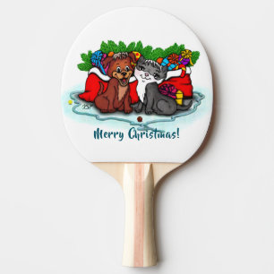 Raquette De Ping Pong Kitty et chiot, Happy XMas