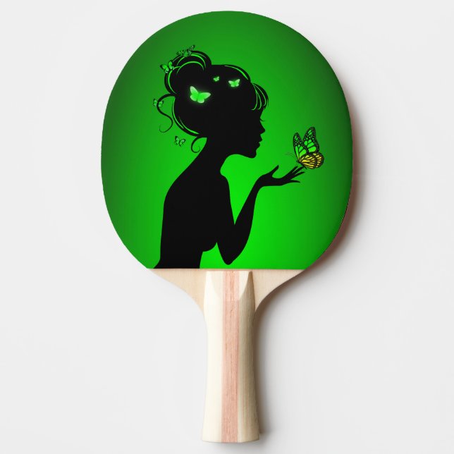 Raquette De Ping Pong La femme papillons verts (Devant)