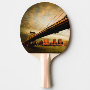 Raquette De Ping Pong La vue de pont de Manhattan du côté de Brooklyn