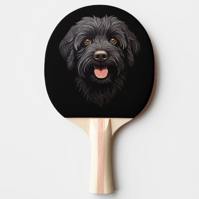 Raquette De Ping Pong Labradoodle Chien Noir (Devant)