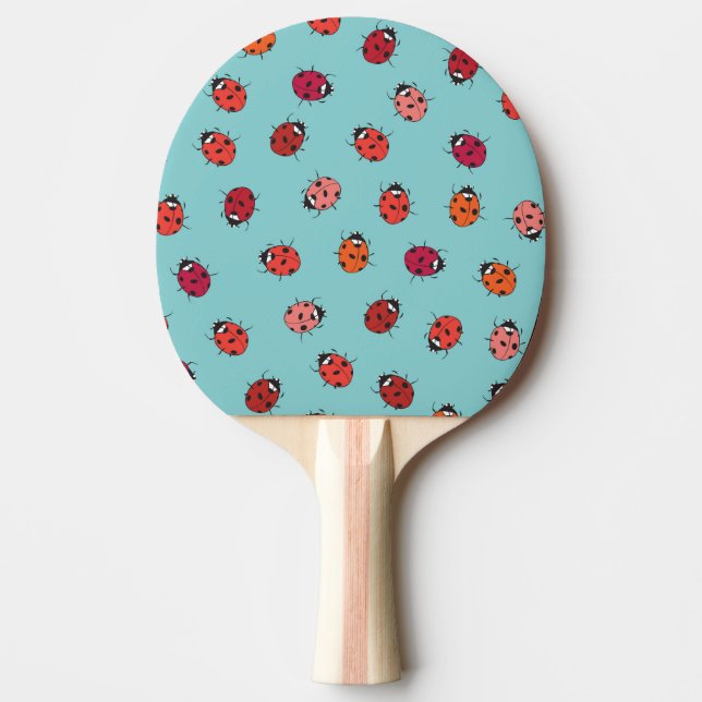 Raquette De Ping Pong Ladybugs, arrière - plan bleu, charmant patte sans (Devant)