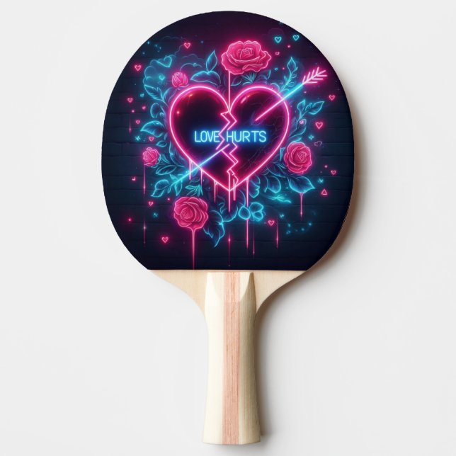 Raquette De Ping Pong L'amour de la Saint Valentin fait mal au coeur de  (Devant)