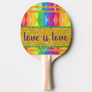 Raquette De Ping Pong L'amour est amour parties scintillant arc-en-ciel
