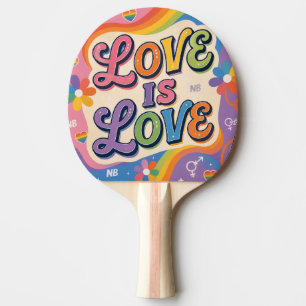 Raquette De Ping Pong L'amour est l'amour Rétro Fierté Typographie