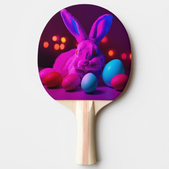 Raquette De Ping Pong lapin avec oeufs de pâques (Devant)