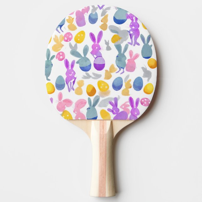 Raquette De Ping Pong lapin avec oeufs de pâques (Devant)