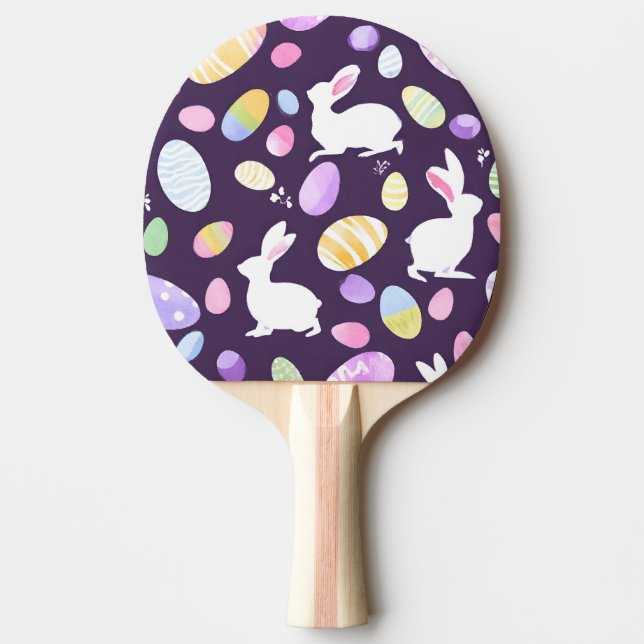 Raquette De Ping Pong lapin avec oeufs de pâques (Devant)